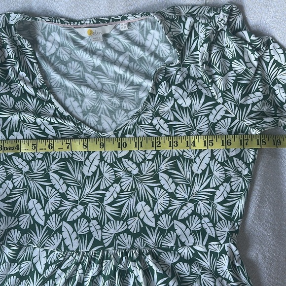 Boden Hattie Clover Long Sleeve Jersey Dress Sz 6 Palm Leaf Palm V Neck Green - Picture 10 of 14